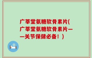 广莘堂氨糖软骨素片(广莘堂氨糖软骨素片——关节保健必备！)