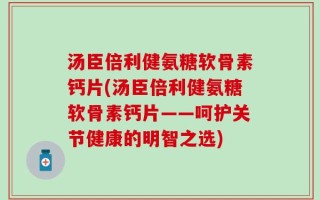汤臣倍利健氨糖软骨素钙片(汤臣倍利健氨糖软骨素钙片——呵护关节健康的明智之选)