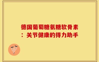 德国葡萄糖氨糖软骨素：关节健康的得力助手