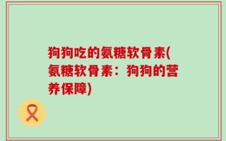 狗狗吃的氨糖软骨素(氨糖软骨素：狗狗的营养保障)