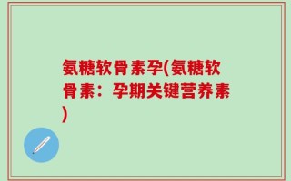 氨糖软骨素孕(氨糖软骨素：孕期关键营养素)