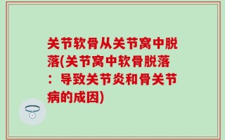 关节软骨从关节窝中脱落(关节窝中软骨脱落：导致关节炎和骨关节病的成因)
