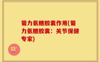 葡力氨糖胶囊作用(葡力氨糖胶囊：关节保健专家)