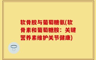 软骨胶与葡萄糖氨(软骨素和葡萄糖胺：关键营养素维护关节健康)