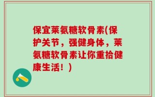 保宜莱氨糖软骨素(保护关节，强健身体，莱氨糖软骨素让你重拾健康生活！)