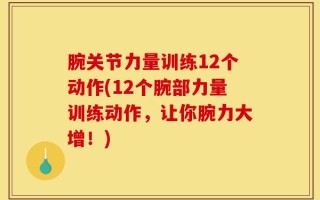 腕关节力量训练12个动作(12个腕部力量训练动作，让你腕力大增！)