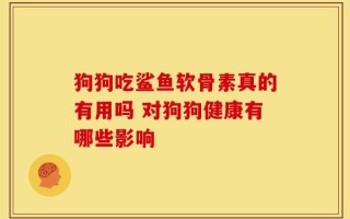 狗狗吃鲨鱼软骨素真的有用吗 对狗狗健康有哪些影响