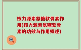核力源素氨糖软骨素作用(核力源素氨糖软骨素的功效与作用概述)