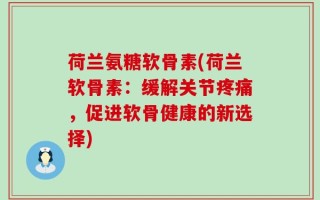 荷兰氨糖软骨素(荷兰软骨素：缓解关节疼痛，促进软骨健康的新选择)