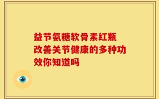 益节氨糖软骨素红瓶 改善关节健康的多种功效你知道吗