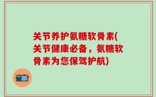关节养护氨糖软骨素(关节健康必备，氨糖软骨素为您保驾护航)