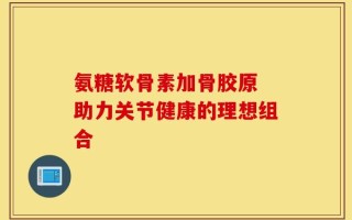 氨糖软骨素加骨胶原 助力关节健康的理想组合