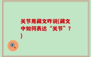 关节用藏文咋说(藏文中如何表达“关节”？)