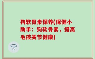狗软骨素保养(保健小助手：狗软骨素，提高毛孩关节健康)