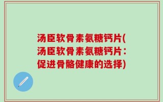 汤臣软骨素氨糖钙片(汤臣软骨素氨糖钙片：促进骨骼健康的选择)