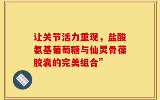 让关节活力重现，盐酸氨基葡萄糖与仙灵骨葆胶囊的完美组合”