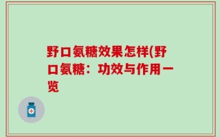 野口氨糖效果怎样(野口氨糖：功效与作用一览