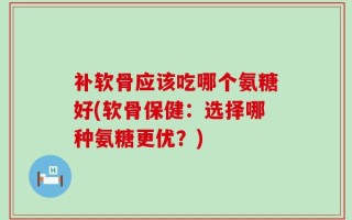 补软骨应该吃哪个氨糖好(软骨保健：选择哪种氨糖更优？)