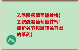 乙酰酰氨葡萄糖甘梅(乙酰酰氨葡萄糖甘梅：保护关节和减轻关节炎的草药)
