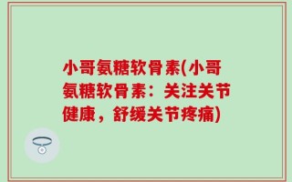 小哥氨糖软骨素(小哥氨糖软骨素：关注关节健康，舒缓关节疼痛)