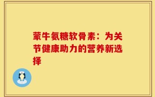 蒙牛氨糖软骨素：为关节健康助力的营养新选择
