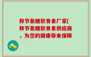 邦节氨糖软骨素厂家(邦节氨糖软骨素供应商，为您的健康带来保障