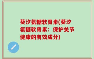 葵汐氨糖软骨素(葵汐氨糖软骨素：保护关节健康的有效成分)