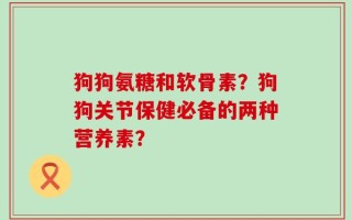 狗狗氨糖和软骨素？狗狗关节保健必备的两种营养素？