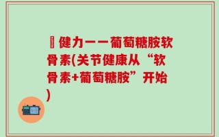 絡健力一一葡萄糖胺软骨素(关节健康从“软骨素+葡萄糖胺”开始)