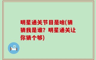 明星通关节目是啥(猜猜我是谁？明星通关让你猜个够)