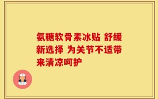 氨糖软骨素冰贴 舒缓新选择 为关节不适带来清凉呵护