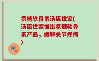 氨糖软骨素汤臣世家(汤臣世家推出氨糖软骨素产品，缓解关节疼痛)
