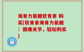 海骨力氨糖软骨素 购买(软骨素海骨力氨糖：健康关节，轻松购买)