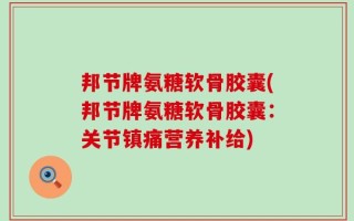 邦节牌氨糖软骨胶囊(邦节牌氨糖软骨胶囊：关节镇痛营养补给)