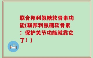 联合邦利氨糖软骨素功能(联邦利氨糖软骨素：保护关节功能就靠它了！)