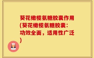 葵花橄榄氨糖胶囊作用(葵花橄榄氨糖胶囊：功效全面，适用性广泛)