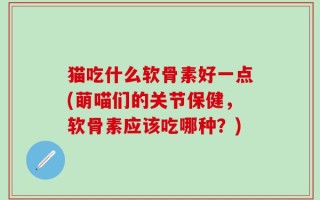 猫吃什么软骨素好一点(萌喵们的关节保健，软骨素应该吃哪种？)