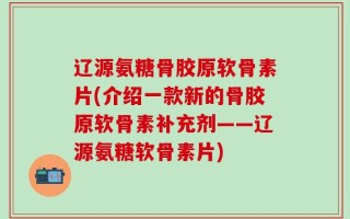 辽源氨糖骨胶原软骨素片(介绍一款新的骨胶原软骨素补充剂——辽源氨糖软骨素片)