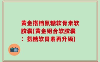 黄金搭档氨糖软骨素软胶囊(黄金组合软胶囊：氨糖软骨素再升级)