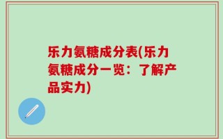 乐力氨糖成分表(乐力氨糖成分一览：了解产品实力)