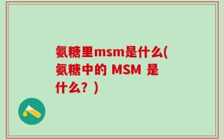 氨糖里msm是什么(氨糖中的 MSM 是什么？)