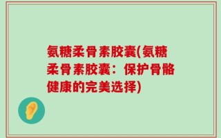 氨糖柔骨素胶囊(氨糖柔骨素胶囊：保护骨骼健康的完美选择)