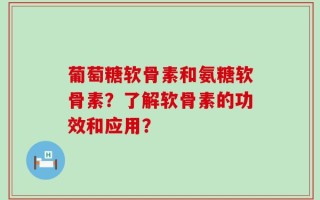 葡萄糖软骨素和氨糖软骨素？了解软骨素的功效和应用？