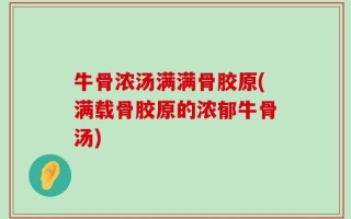 牛骨浓汤满满骨胶原(满载骨胶原的浓郁牛骨汤)