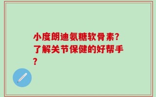 小度朗迪氨糖软骨素？了解关节保健的好帮手？