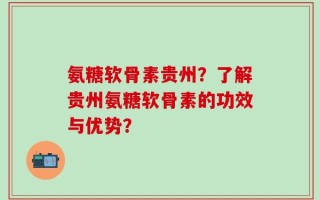 氨糖软骨素贵州？了解贵州氨糖软骨素的功效与优势？