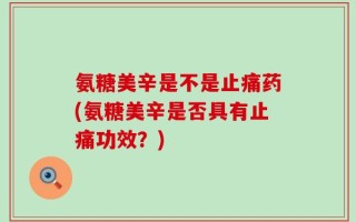 氨糖美辛是不是止痛药(氨糖美辛是否具有止痛功效？)