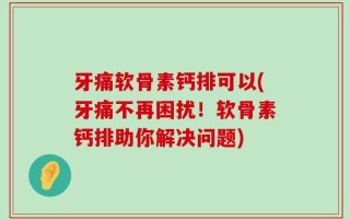 牙痛软骨素钙排可以(牙痛不再困扰！软骨素钙排助你解决问题)