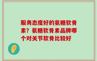 服务态度好的氨糖软骨素？氨糖软骨素品牌哪个对关节软骨比较好