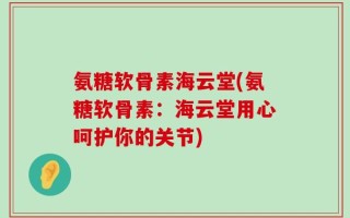 氨糖软骨素海云堂(氨糖软骨素：海云堂用心呵护你的关节)
